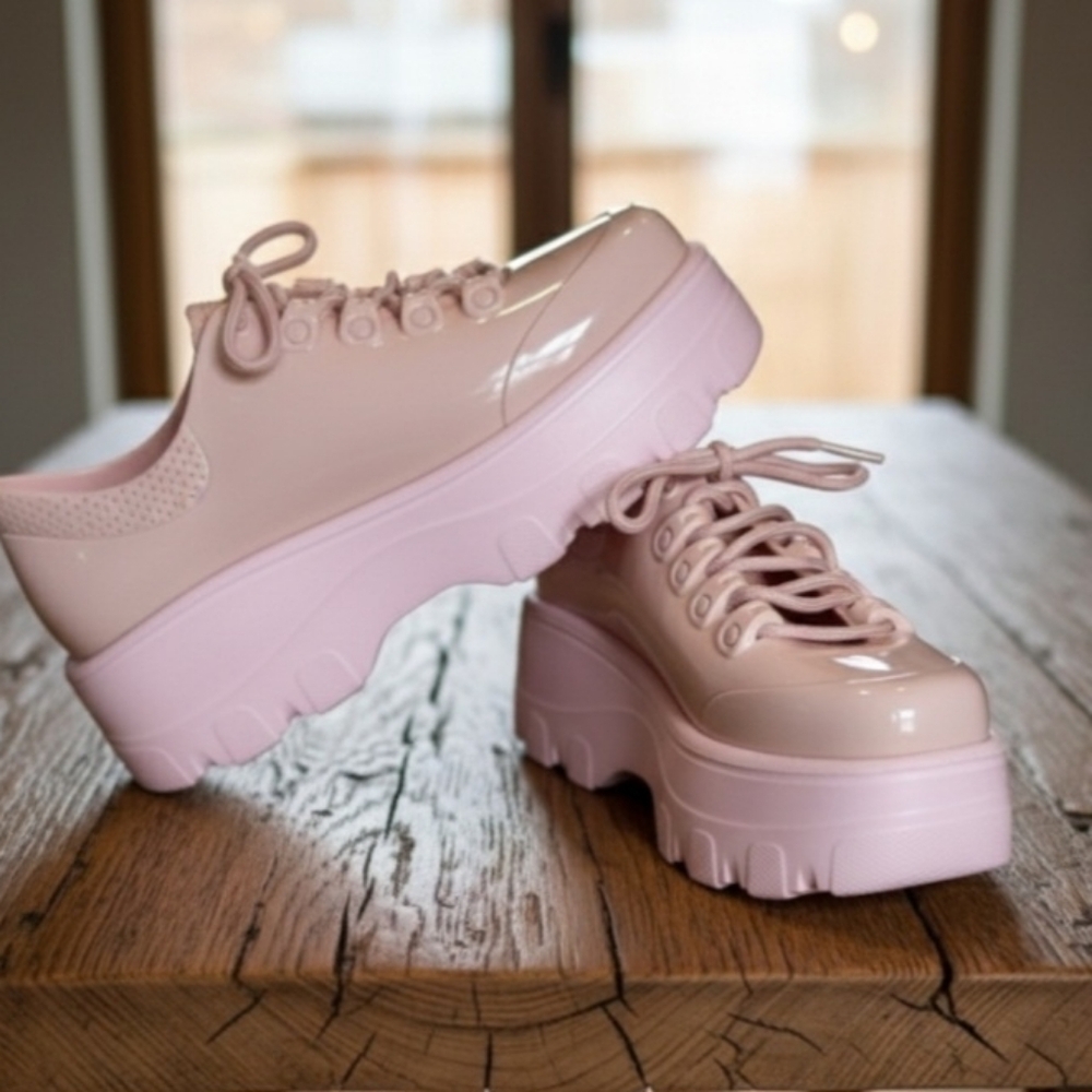 Melissa Platform Lace-Up Women's Shoes in Blush Pink